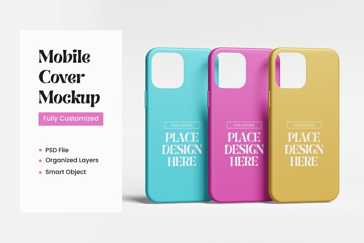 Maqueta de portada móvil o caja de iPhone en formato PSD
