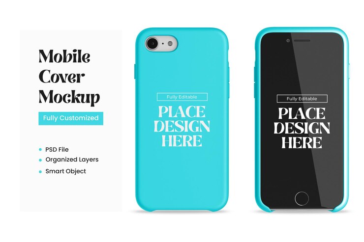 Maqueta de portada móvil o caja de iPhone en formato PSD