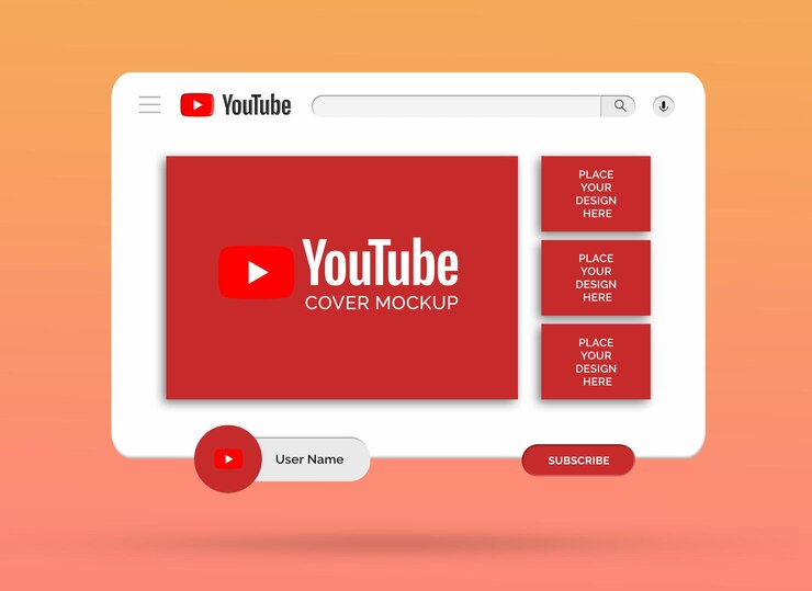 PSD maqueta de portadas de videos de youtube