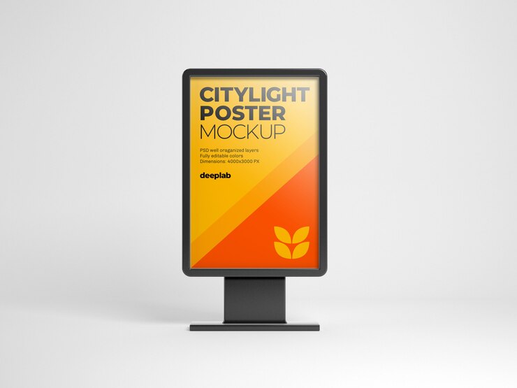 Maqueta de póster de Citylight con color de fondo editable