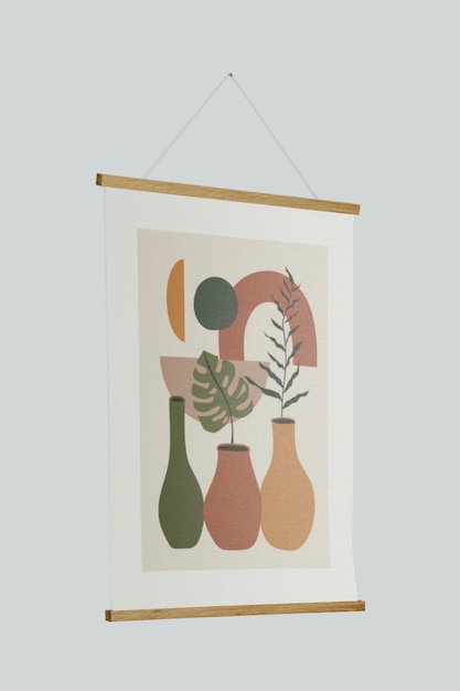 Maqueta de póster estético colgada en la pared