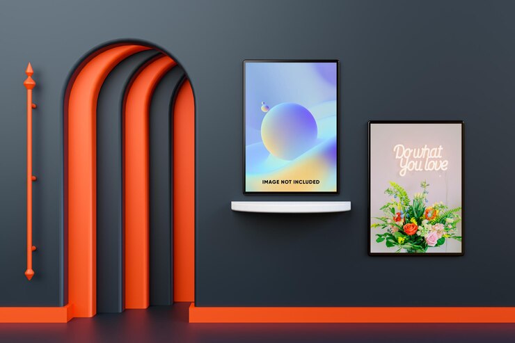 Maqueta de póster moderno aislado en la pared