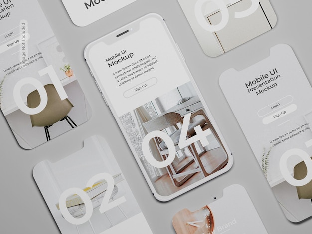 Maqueta de presentación de la aplicación ui ux de teléfono y pantalla
