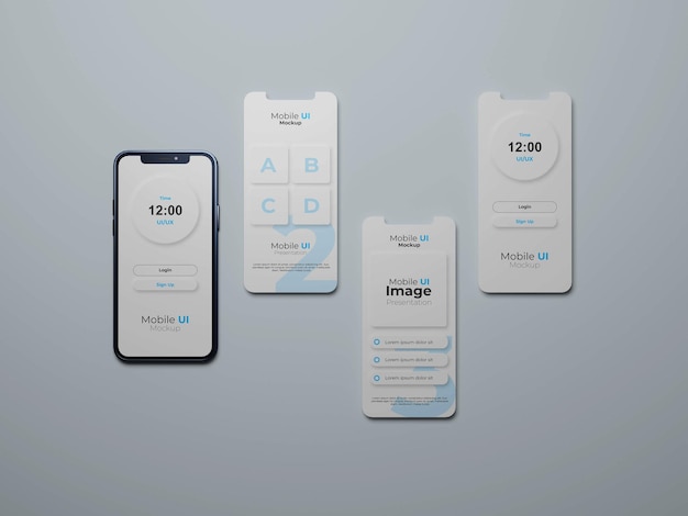 Maqueta de presentación de la aplicación ui ux de teléfono y pantalla