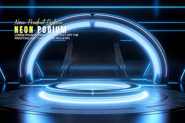 Maqueta de presentación de producto con escena de luz de neón Dispaly de producto