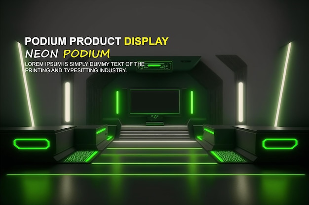 Maqueta de presentación de producto con escena de luz de neón Dispaly de producto
