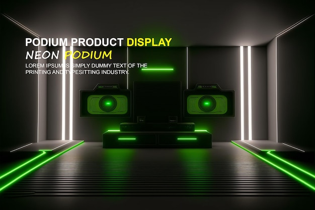Maqueta de presentación de producto con escena de luz de neón Dispaly de producto