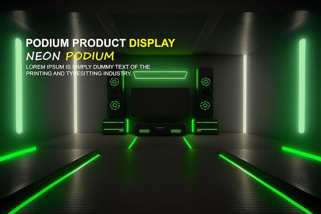 Maqueta de presentación de producto con escena de luz de neón Dispaly de producto