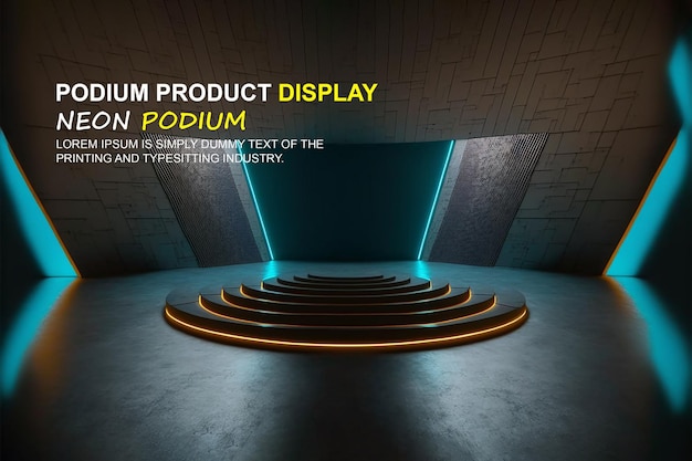 Maqueta de presentación de producto con escena de luz de neón Dispaly de producto