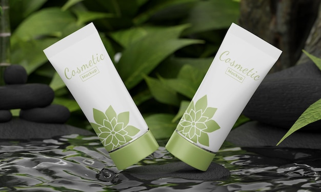 Maqueta de producto cosmético de concepto de naturaleza