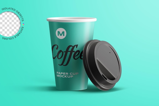 Maqueta de producto de taza de café de papel para llevar restaurante logotipo etiqueta diseño de empaque escaparate aislado