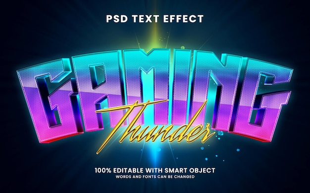 Maqueta de psd de efecto de texto 3d de neón para juegos