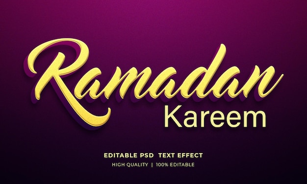 Maqueta de Psd de efecto de texto 3D de Ramadán