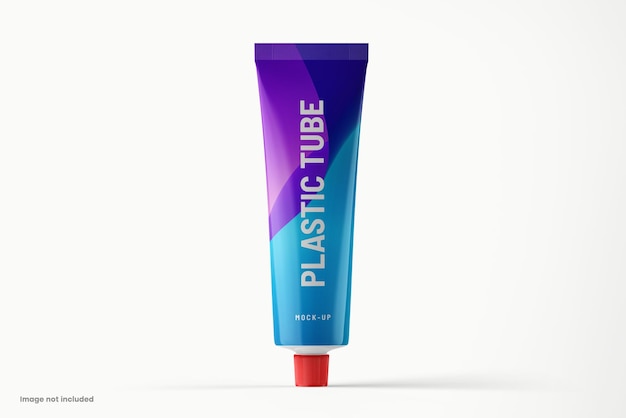 Maqueta de psd de empaque de producto de tubo cosmético de plástico brillante
