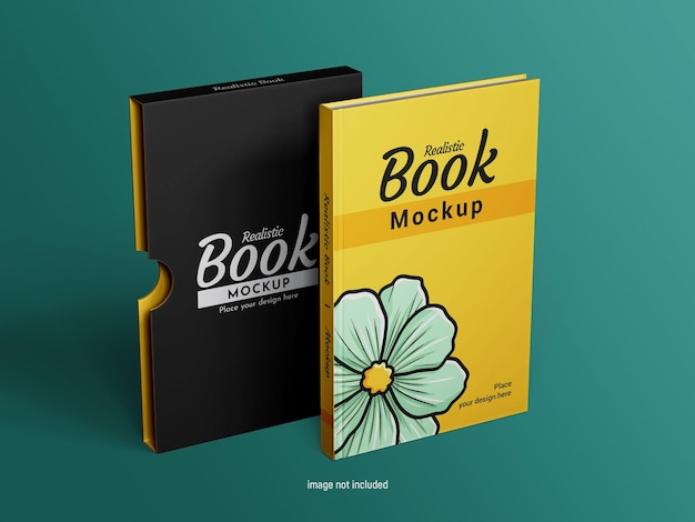 Maqueta PSD de libro de tapa dura realista con estuche