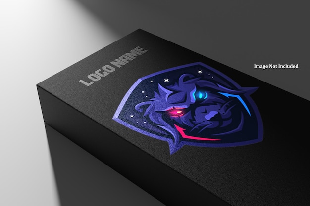 maqueta psd de la mascota del logotipo de la caja negra premium