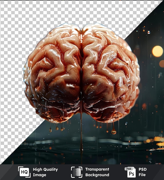 PSD maqueta de psd transparente de alta calidad de un cerebro humano con un tronco cerebral del cráneo y varias estructuras, incluido el tronco cerebral y el cerebelo