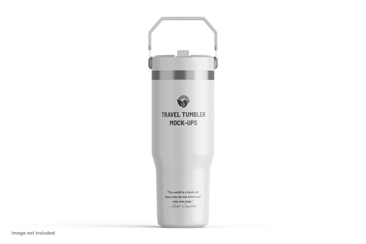 Maqueta PSD de vaso de viaje metálico