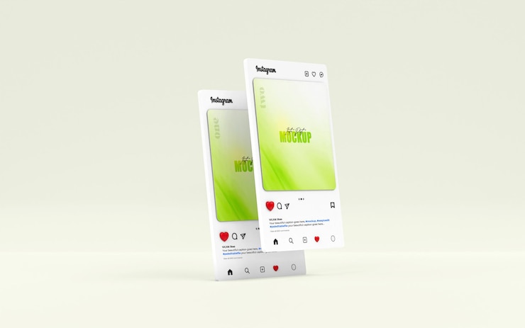 Maqueta de publicación de Instagram interfaz renderizada en 3D