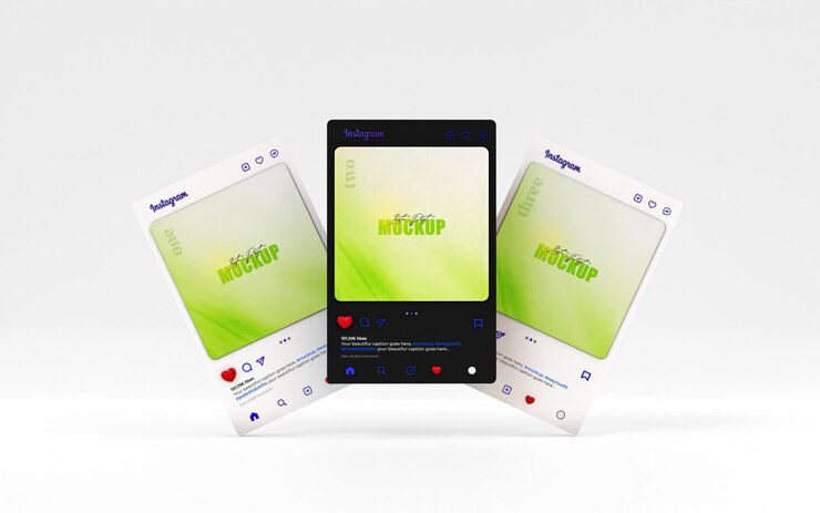 Maqueta de publicación de Instagram interfaz renderizada en 3D