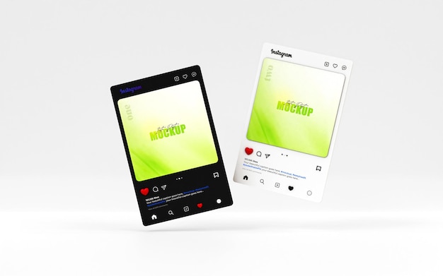Maqueta de publicación de instagram interfaz renderizada en 3d