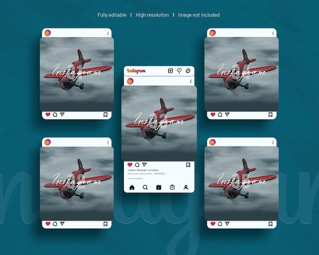 Maqueta de publicación de instagram en interfaz de usuario flotante 3d