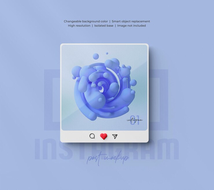 PSD maqueta de publicación de instagram renderizada en 3d aislada