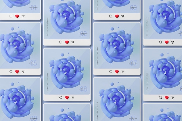 Maqueta de publicación de instagram renderizada en 3d aislada