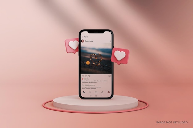 Maqueta de publicación de instagram en smartphone