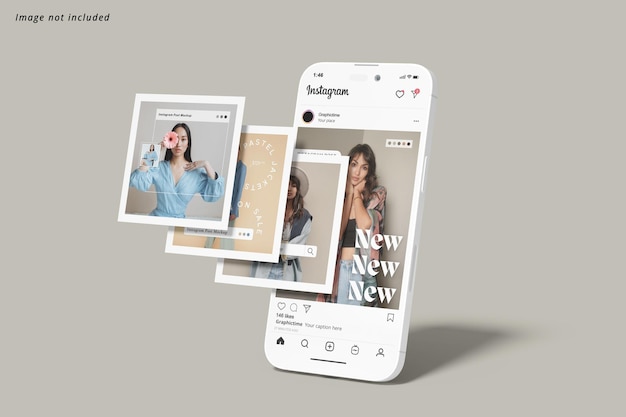 PSD maqueta de publicación de instagram y teléfono inteligente