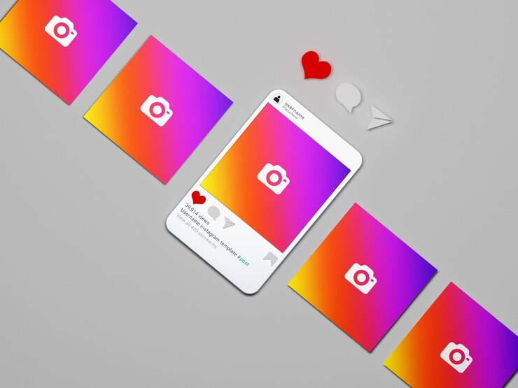 Maqueta de publicación de instagram de vista superior