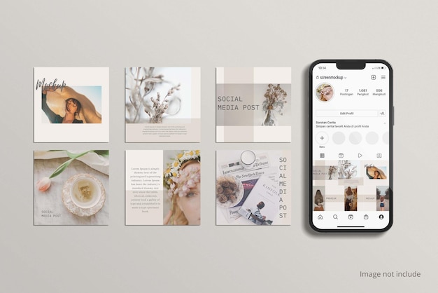 maqueta de publicación de teléfono inteligente y redes sociales