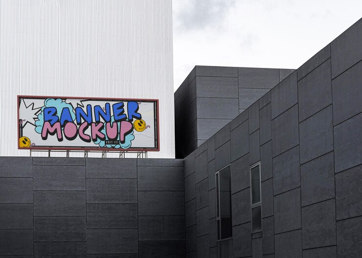 Maqueta de publicidad al aire libre en el edificio