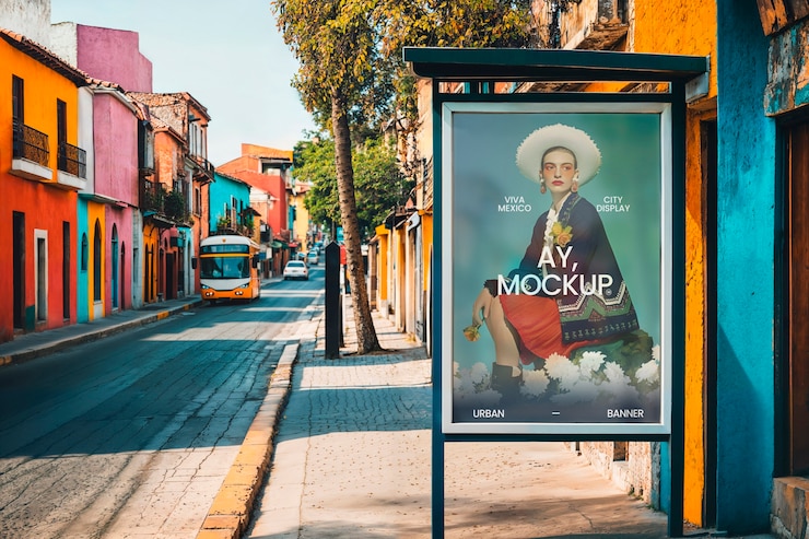 PSD maqueta de publicidad al aire libre de independencia méxico