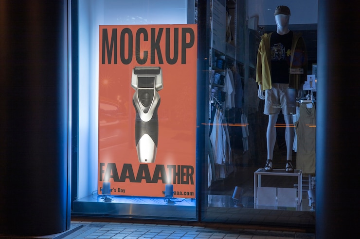 PSD maqueta de publicidad al aire libre por la noche
