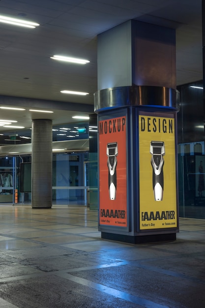 PSD maqueta de publicidad al aire libre por la noche