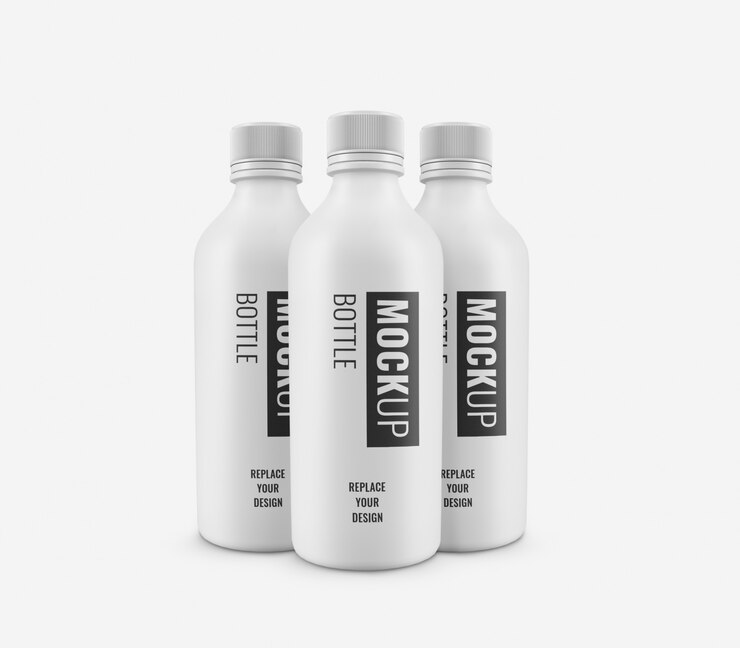 Maqueta de publicidad de botella blanca realista