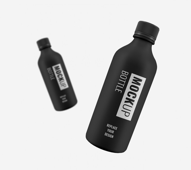PSD maqueta de publicidad de botellas