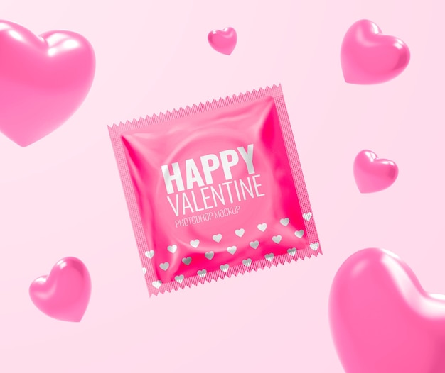 Maqueta de publicidad de san valentín de condones