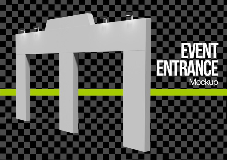 PSD maqueta de puerta de exposición 3d para espectáculos de eventos
