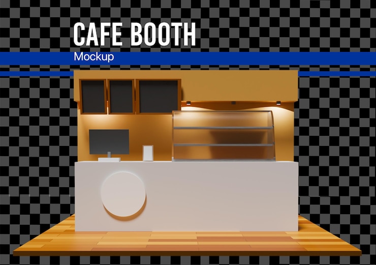 PSD maqueta de puesto de café 3d