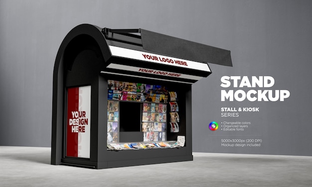 maqueta de quiosco para logotipo de marca o publicidad