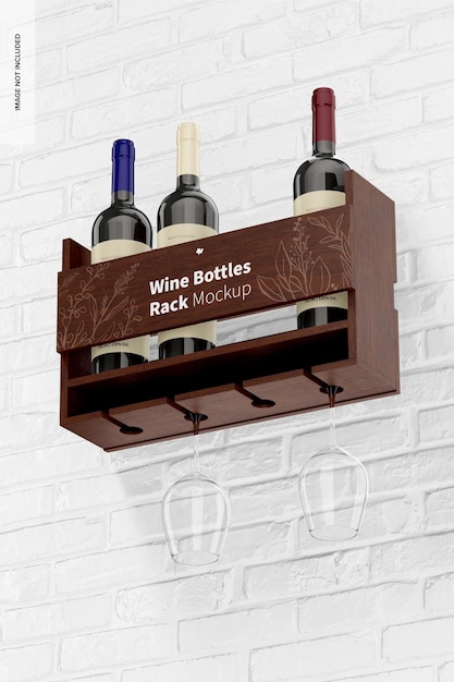PSD maqueta de rack de botellas de vino