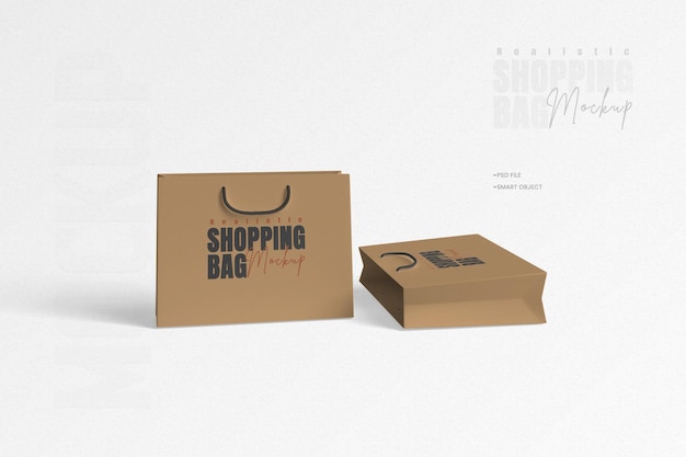 Maqueta realista de bolsa de compras negra en formato PSD
