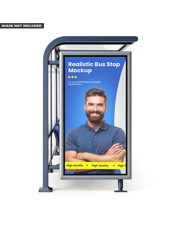 PSD maqueta realista de una parada de autobús para la publicidad