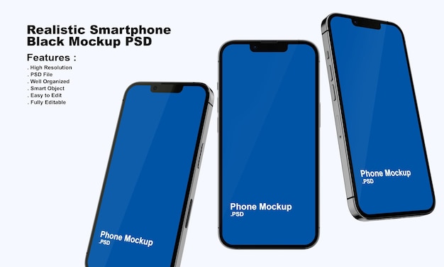Maqueta realista de smartphone negro premium