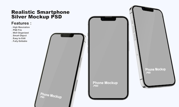Maqueta realista de smartphone premium plateado
