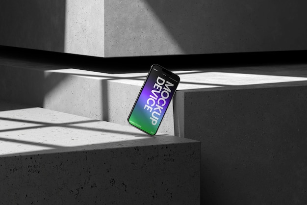 PSD maqueta realista de teléfono inteligente con sombra natural