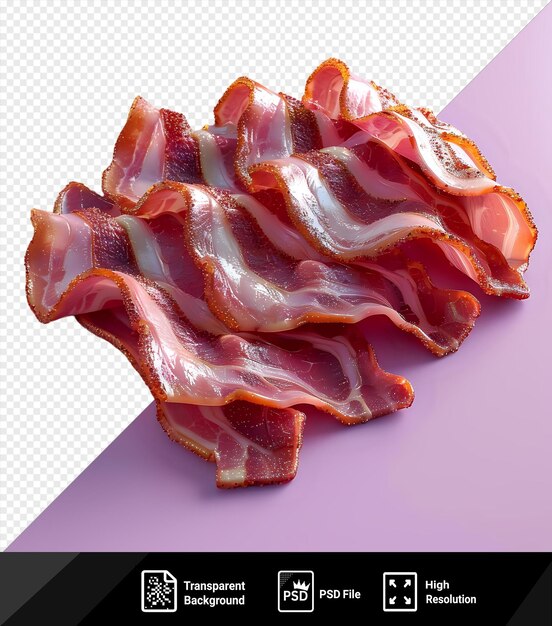 PSD maqueta de rebanadas de tocino en un fondo rosado png