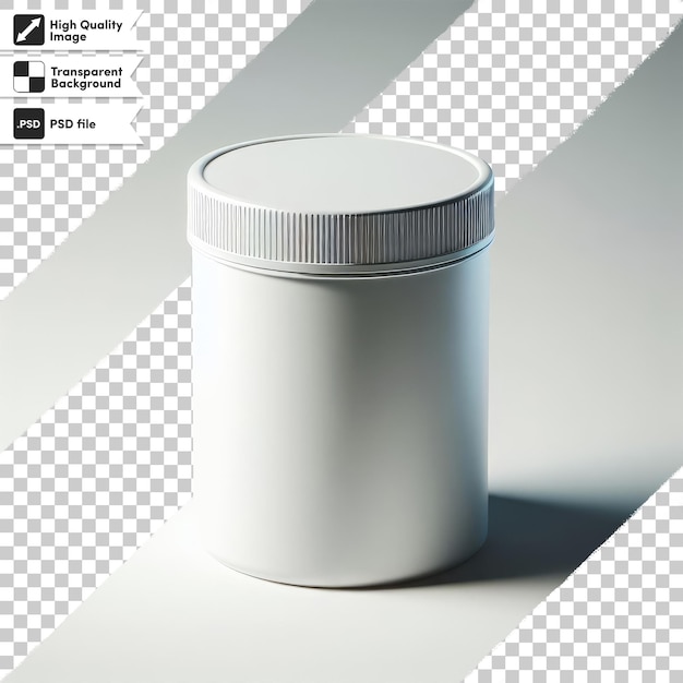 PSD maqueta de recipiente de plástico blanco psd en fondo transparente con capa de máscara editable
